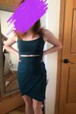 The fit is perfect and the fabric is stretchy! Everything you'd want in a dress to wear to a dance! Looks cute, fits great with lots of stretch to dance all night!! - Chandelle M.