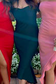 I bought this dress for a wedding and I loved it!! It fit perfectly - no alterations needed. There are no zippers on this dress - you step into it and it stays in place. I wore high waisted spanx/shorts for a smooth look. Sleeves were just off the shoulders and no adjusting needed. Highly recommend. - Elsa R.