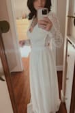 This dress is perfect. I ordered an xs based off of the reviews of people with similar height/weight and it fits perfectly!! So excited to wear it for my wedding day, and not to mention it was an absolute STEAL for price!!! - Mckenzie O.