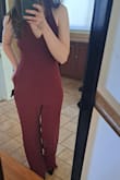 A size small was perfect for me! This is a fun wear. Some jumpsuits look like dresses when your legs are together, which I like. This jumpsuit isn't like that - you can definitely tell these are pants from every angle, but that's a nice look too. Looking forward to wearing these out. - Stephanie W.