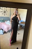 It came in literally 4 days!!! And it's perfect I love it so much!! I ordered a medium because I have a prom coming up very soon and I procrastinated per usual, so the only thing in stock was a medium. It was a tad big but I'm getting it altered a little tighter! This dress looks like it should cost way more, it's such a. good deal. I promise to get this dress with colored heels. - Faith N.
