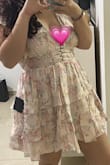 Pretty dress, just a little darker of a pink than in the picture which seems almost white. Quite revealing in the chest area, gonna have to get it altered a little there. But cute dress I'm happy with it. Also, the fabric isn't soft like it looks like in the picture. - Ella D.