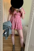 Fits true to size. Only thing is the bottom is so flowy its basically a dress. Be careful of any wind, otherwise you will be mooning people. It blows up really easily. Also quite low cut. - Lisa M.