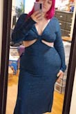 The dress is beautiful, looks just like the photo, however, it's a very itchy material and a bit long in the torso area. The fabric connecting the top to the bottom would wrinkle and fold unless I was standing up SUPER straight and pulled the skirt down. I think it would fit someone who is taller or with a longer torso. - Rachel