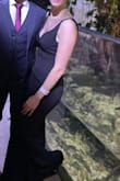 I normally wear size medium in things, but with the stretchy fabric and roomy top, I sized down to a small. The length was perfect at my height with short heels. Wore it to a gala and felt very classic and understated. - Helena H.