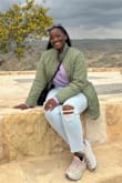 This sweater is the softest and coziest sweater that I own. I'm literally wearing it while writing this review. It's a very relaxed and loose fit which I think is nice. The color is absolutely beautiful and works well with the winter to spring transition. Don't wait, just buy it. - Charis C.