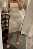 Got this for my college graduation and I love it. Everyone else in the reviews was right, really does fit like a glove lol I love everything about this but my only negative comment is the zipper on the back doesn't really lay flat, it bunches up just a bit. Great quality for the price, has thick material, has a slip sewn into the dress, adjustable straps, doesn't ride up, material has some stretch, hugs my curves. All of my measurements are accurate if it helps! - Corryn R.