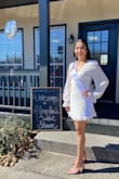 Bought this for my bridal shower and it was so cute! Perfect length but still wore spanks under. Not see through from the bottom or breast area. Overall I was impressed - Alondra R.