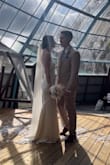 I finally found a gorgeous dress for my wedding! The dress was such nice quality. You definitely want to find something to wear underneath so that it smooths out your curves, the fabric can seem thin! Being 5'9 I am pretty tall but even so, without the heels, there was a train. Heels definitely made my toes peek out but that's okay! I loved it! - Lillian B.