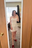 I love the dress because of the flouncy material. It's super lightweight and hugs you in the right places. It's also a perfect length for me and dresses tend to be a bit too long. - Pauline M.