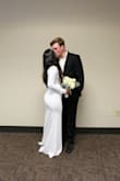 I loved it ! I bought in the last minute to use for my courthouse wedding , couldn't be happier .
Fits perfectly, I was going to buy size M but they didn't had so I took the risk and got size S and I'm glad I did because fits perfectly fine . - Maria C.