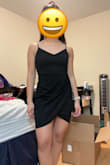 Pretty plain dress, very basic. The slit is right in the center, so if you get low for any reason keep those legs closed! Otherwise, everyone will see right into your center. Won't be purchasing - Nicole S.