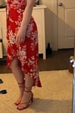 I love the square toe and the strings are the perfect length. They make me feel so pretty and it's a beautiful shade of red. The dress is also from Lulus :) - Ali K.