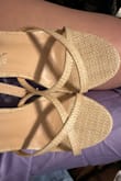These are super cute but I noticed the straps around the toes are uneven. They literally glued the one strap about a 1/2 inch higher than the other. - Queitha P.