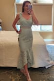 I'm always a size xs.  In this dress I couldn't zip it up all the way.  Way too tight in the torso.  Hips were snug, but doable.  I also ordered a size small.  It was way too large.  I would have had it taken in 2 or 3 inches in the bust, torso, and hips.  Otherwise, the material and quality seem great.  It's a little hard to zip with the thick lace fabric, but it never got stuck.  Iwould recommend you tey it,especially if you have a tiny waist.  I so wanted this to work for my brother's wedding this summer.  Back to the drawing board. - Joann P.