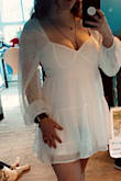 I so badly wanted to love this dress! I was hoping to wear it for engagement pictures. But the sleeves wouldn't stay up! Being as much of an open-back as it is, there was just nothing else to support the top. So when the sleeves slid off, everything else wants to pop on out too! I returned it to avoid flashing anyone! But the material is perfect! So soft & comfy. Definitely wish it fit better so I could keep it! - Kaitlin J.