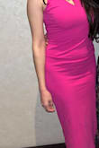 I'm not a fan of side sleeves but the elegant and modest side sleeve provides great coverage. Classy and sexy with the side slit. The color is beautiful for us olive-toned girls, it would go with anyone! Material is thick and stretchy. You almost can't tell it's a ribbed material so could pass as semi-formal or wear it with chanclas (sandals) for a summer day look <: - Katherine V.