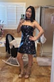 The dress is a thick material and has a thin lining/underskirt inside so it's absolutely not see-through. There is a thin no-show rubber piece so the chest area doesn't slip when you're wearing it. The waist area was a little tight (given it is smaller on the sizing chart but sizing up would have made everything else too big, I have 31" waist for reference) but surprisingly can still fit and breathe. The zipper isn't poor quality either but you probably need someone to help with the hooks for the collar part. The largest issue I have is with the design which is printed on and will likely get duller and start peeling with each wash. However, upon receiving it, the design is super cute and is slightly shiny as shown in the model pics. Just be careful when stooping down/bending over because it is a tad shorter than I would've liked and rides up when you lean over. - Lexie J.