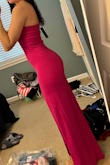 The color and style of this dress were super pretty! It felt sexy, but also modest enough to be around my fiancés family. This dress hugs your curves and shows off the right amount of upper body. Ultimately I returned it though because I didn't feel it was fancy enough for the black tie event I purchased it for. This would be perfect for a non-black tie summer wedding. - Kaitlynn L.