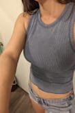 Absolutely in love with this top! The texture is so cute and it stretches to form fit to your body. Definitely a little on the shorter side but it's super cute if that's what you like. Just wish they made it in more colors. - Allison S.