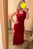 I really loved this dress. Yes, I was a little skeptical about my curves but I went for it. I liked that it was super long, lulus tend to be extra long. Also I didn't have to worry about falling out up top. The quality is very nice as well and doesn't wrinkle easily. - Lauren H.