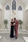 Got married in this dress in Vegas and it was perfect! Feels expensive and looks elegant. It is lined and has some stretch to it.  I wore it with no shape wear and no bra which was great because strapless bras are awful. Wore 3" heels and did not need to hem.  Highly recommend! - Mary Q.