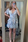 So in love with this gorgeous dress; the waist and neckline are so flattering and the colors are beautiful. Sadly I don't think I will be able to wear it to the wedding I bought it for because I'm 5'9 and it's VERY short on me. Barely covers my butt in the back and because the skirt is flowy if I was moving or dancing at all I'd probably flash the whole church. Sad because the dress is otherwise so nice!! - Alyssa