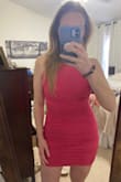 Pleasantly surprised with this one! Very stretchy and the ruching is very flattering, I was nervous about it being a body con as I don't typically wear them. Looking forward to wearing it during an upcoming trip! - Alexi W.
