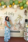 Perfect baby shower dress! The colors worked perfectly for my baby shower and allowed room for me to move. Would definitely recommend. I'm about 165lbs with baby and was able to fit into a medium. - Azelea C.