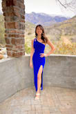 I wore this to a wedding. The dress fit great and it was so comfortable to wear. I love the cut outs and the slit, adds a bit of a sexy flair, but still keeps the dress elegant and sophisticated. - Michelle O.