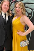 With a good amount of boob tape I didn't fall out of this dress purchased for my friend's wedding. I got it hemmed and got the slit raised up a bit but with higher heels it would've been fine without that. The color was beautiful and the straps held- shockingly. - Lacey J.
