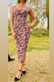 Love the fit of this dress. Very sexy and flattering but forgiving. The colors are also fun and vibrant. - Maggie B.