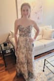 Loved this dress - high quality and beautiful fabric. The strapless top had plenty of support and did not move even while jumping/dancing around. Length was long even though I am tall - will need to hem. - Colleen S.