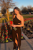 I bought this dress for my daughter's sorority formal. She got many compliments on it and I may be bias but she looked stunning! Material was stretchy and thick so it held her in everywhere that it needed to. - Jessica T.
