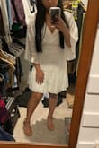 Overall, the dress is cute! I think it's perfect for a baby shower, summer brunch, etc. My only issue is that the bust area has a weird fit&.making it loose looking and I constantly have to shift the dress around so it sits nicely. I have a smaller bust so maybe that's why. I could prob size down to a small since there's some stretch to the dress. - Melody M.