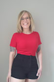 I'm a big fan of red and I really love how simple and bright the shirt is. - Hillary V.