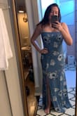 Beautiful dress! The lining was so soft and you could see its shine briefly when walking. Fit a little bit snugly over my lower abdomen, but I loved how comfortable and secure I felt without a bra. The length was good if not a tad long on me with 2.5in heels. - Virginia H.