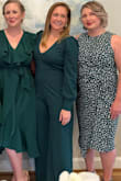 I wore this to a Rehearsal dinner where I had to give a speech on St. Patrick's day.  I received lots of compliments and was a fun spin on cocktail attire.  I was worried it was going to be too long since I'm 5'4", but the Medium fit perfectly and was just the right length with 3" heels.  I was a tad self conscious of my "mom pooch". - Katie J.