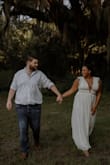 This dress was absolutely beautiful for my engagement photos. I have an "hourglass" figure but I'm a size 16/XL (45", 35", 47") but I have a high waist. The v neck plunge was very complementary to my shape and elongated my waist well. I also loved the weight and softness of the fabric. It's heavy in good way, and soft, but durable. It's also more ivory/light cream than white, but I liked it because it softened the look and worked well with my complexion. I would buy this again and in other colors if I could! The ONLY problem is that sometimes the front split would crease in an odd way, and I'd have to manually adjust the material by pulling the outer layer down and away from the lining to stop the weird fold. You can see it in the pictures, but it wasn't terrible to me. - Leslie H.