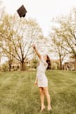 This dress is just a little short, but I don't mind. I am taller, so it makes sense but the material is thick and the dress is so beautiful. Loved wearing it for grad pictures! - Madisyn M.