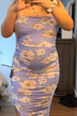 I'm 7.5 months pregnant and I'm planning on wearing this for my baby shower. It's super stretchy and comfortable - I love it. Will be just as cute when I'm not pregnant although I'm sure I'll have to size down. For some reason they wouldn't let me add the entire dress to the photo but it's a little longer than what I show in the picture. - Danielle L.