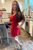 This dress is very flattering and fits great. The material is stretchable when zipping so it does allow some slack. Can easily be worn as a summer dress or spruced up with some heels - Jenna B.