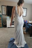 This dress is absolutely beautiful and hugs all the right places. To be safe, I'm ordering one size up to compare but will likely go with the medium. I love how the straps have rubber underneath. The dress is so comfortable and you can't beat the price! - Andrea D.