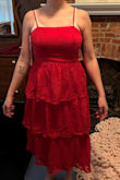 Very cheap material. Would need to be steamed like. Every hour. Wrinkles easily, the first dress I got was ripped. Zipper is cheap. - Katlyn K.