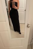 I knew that I wanted to wear a long black evening gown for an event. I purchased a medium and it fit TTS. I am smaller-chested and felt that it could be tighter.  The material was high quality. I will definitely be purchasing my next dress from Lulus - Natalie H.