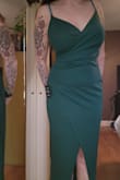 So so cute! Elegant yet sexy. Accentuates your curves and hides your tummy at the same time. Light fabric. Long enough but doesn't hit the floor with a 3" heel for me. - Gail S.