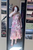 I got this dress for a wedding with "garden party formal' attire. It is so cute, fits true to size, and the quality of the material is nice. Also the gold flecks are 3D which is a really nice detail! - Pamela M.