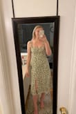I love this dress it's so pretty and flattering. Perfect length for me as I'm taller and it's not super tight in the midsection. Can't wait to wear it to a wedding. Slightly loose but I like the fit - Amanda W.