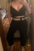 Lots of fabric in the crotch of the pants, def size down. So soft and cute! - Mira P.