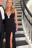 I picked this dress to wear for my sorority formal, and while it was a little big on the upper portion, I thought it was beautiful on. I received SO many compliments on the dress itself. The upper half was a little loose, but the dress was easy to move around in and felt comfortable. It was also easy to match with accessories. It made me feel like I was on the red carpet. Additionally, it looks and feels very nice for the price! It was a little longer than I thought it would be, even with a taller heel, but it still didn't make it hard to move around. The low cut in the front was so flattering but not too revealing for me. I would definitely choose this dress again if I had the choice. - Logan C.